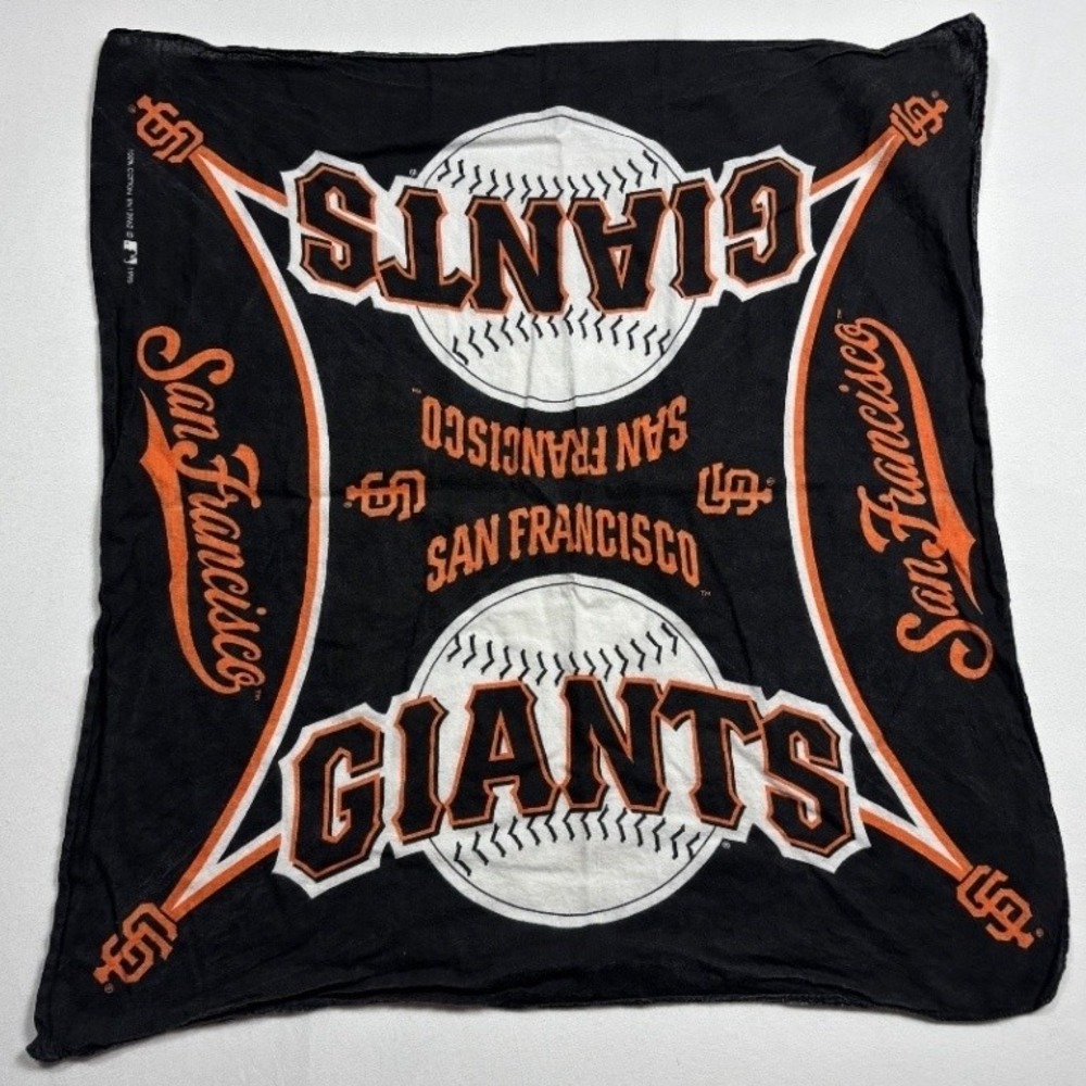 Vintage MLB San Francisco Giants Black Cotton Baseball Bandana Handkerchief 1995